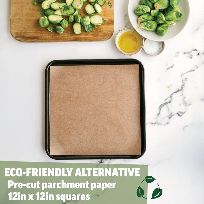 Zenlogy 12x12 Parchment Paper Squares (200 Sheets), Unbleached, High Heat, Non-stick, Pre-cut Baking Paper for Dehydrator, Ninja Foodi Flip Air Fryer, Toaster Oven, and so much more. - Image 2